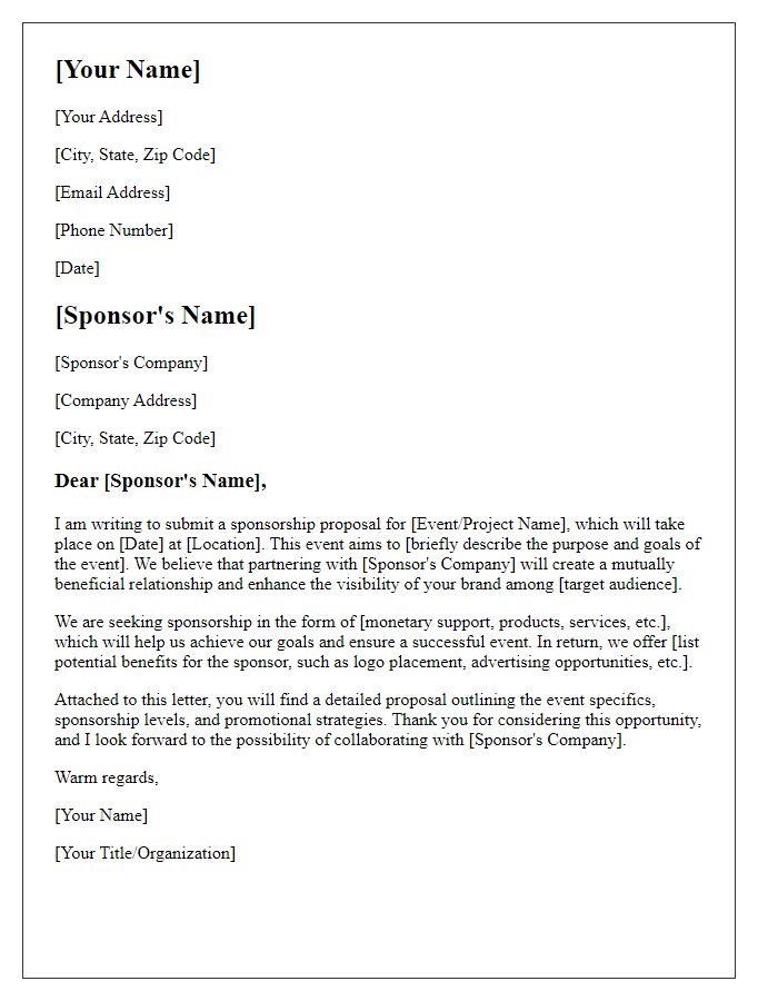 Letter template of sponsorship proposal submission