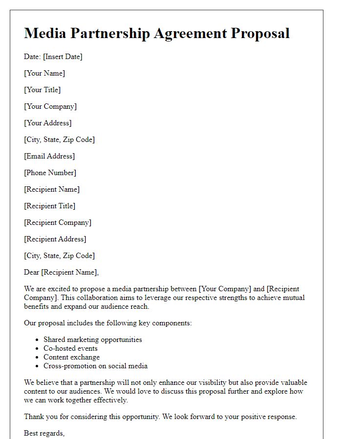 Letter template of Media Partnership Agreement Proposal