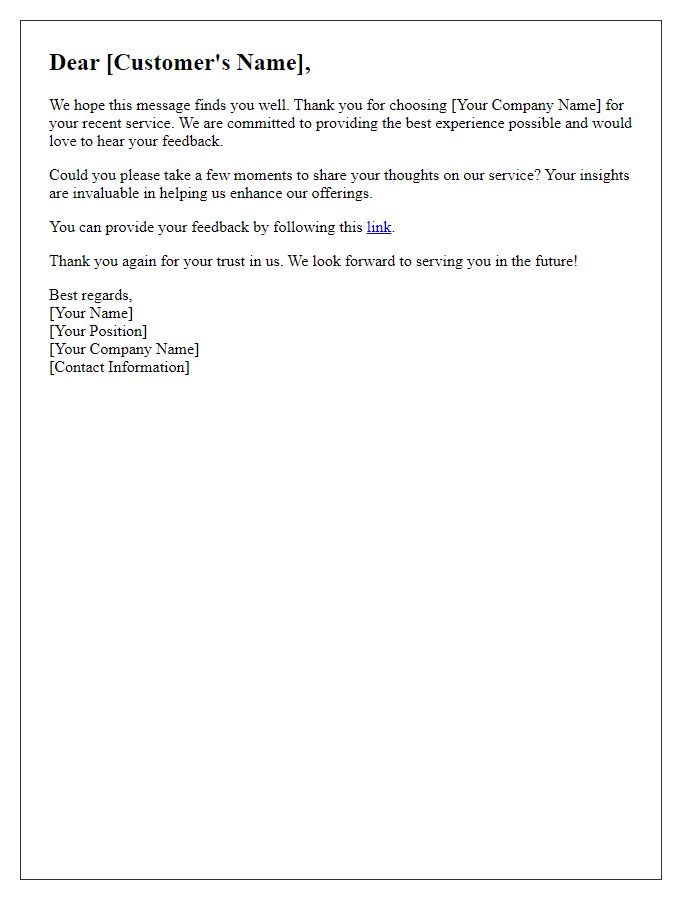 Letter template of feedback request after service completion