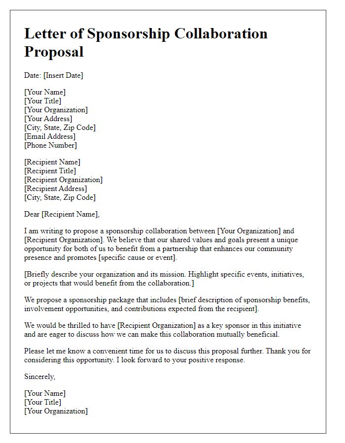 Letter template of sponsorship collaboration proposal