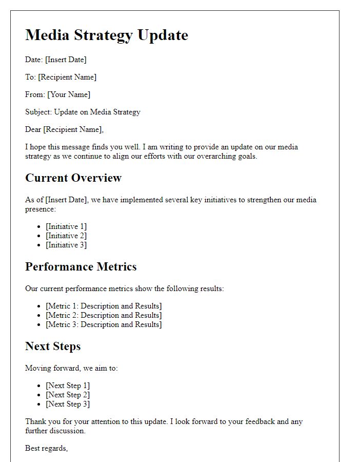 Letter template of media strategy update