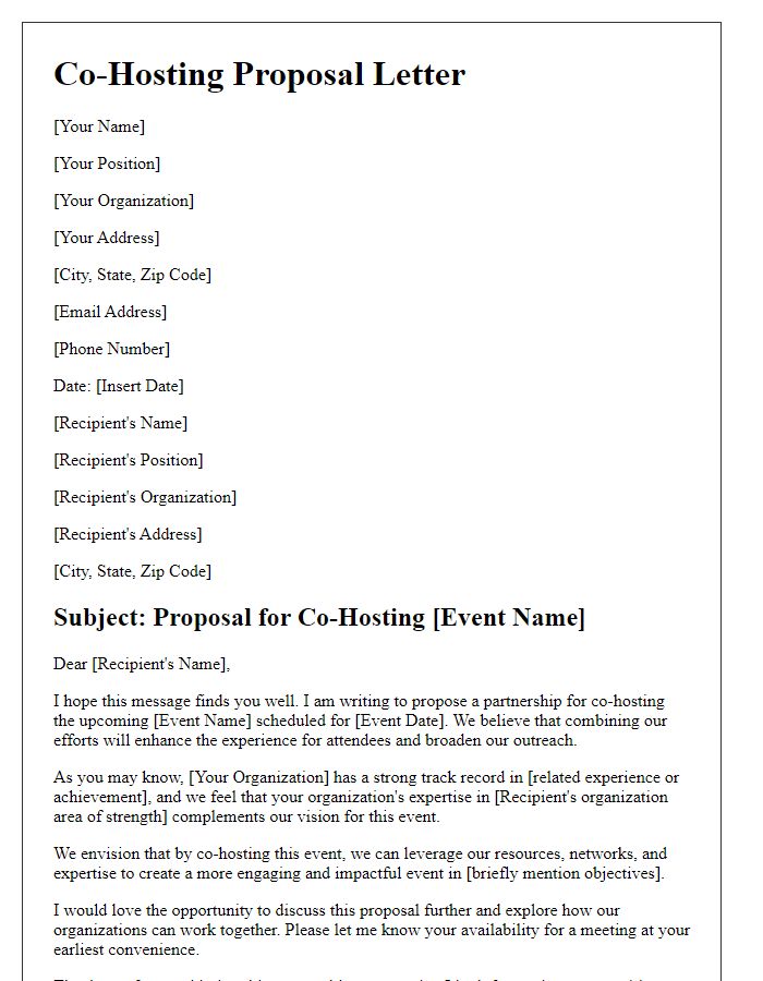 Letter template of co-hosting proposal for event