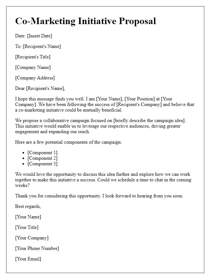 Letter template of co-marketing initiative suggestion