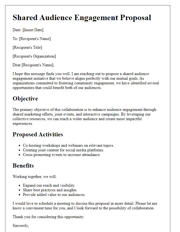 Letter template of shared audience engagement proposal