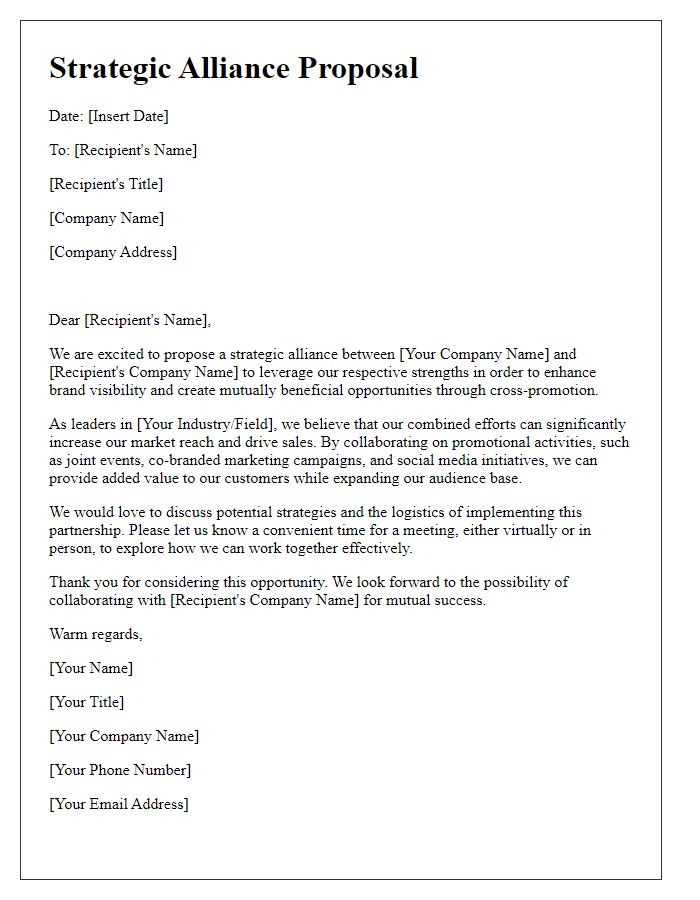 Letter template of strategic alliance for cross-promotion