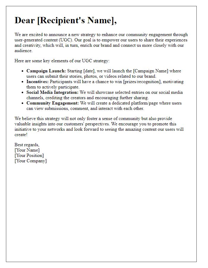Letter template of engaging user-generated content strategy