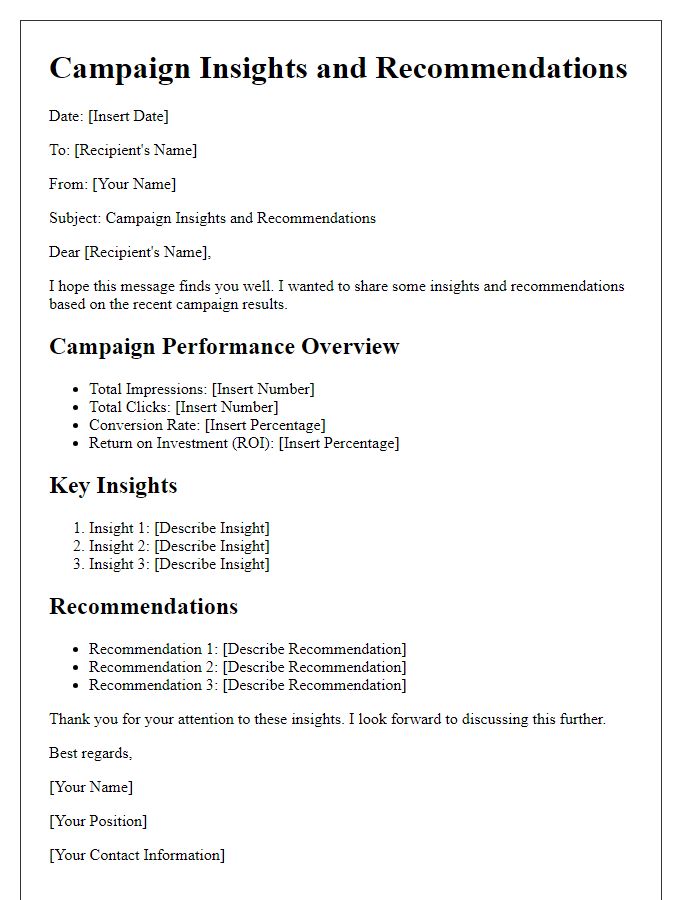 Letter template of Campaign Insights and Recommendations