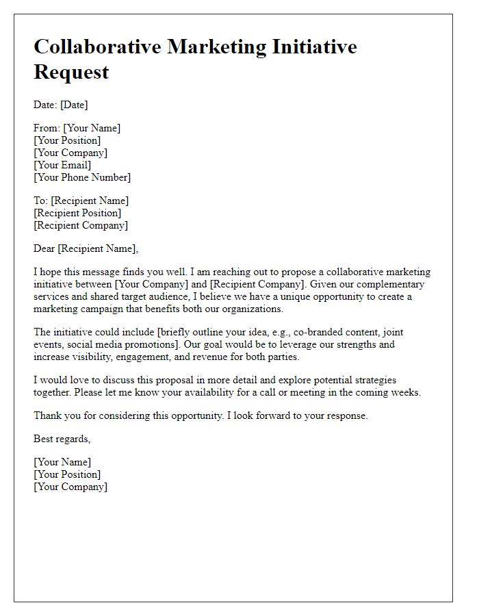 Letter template of collaborative marketing initiative request