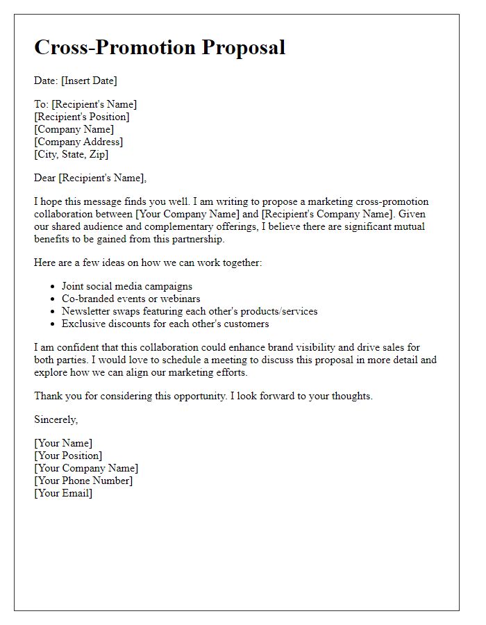 Letter template of marketing cross-promotion proposal