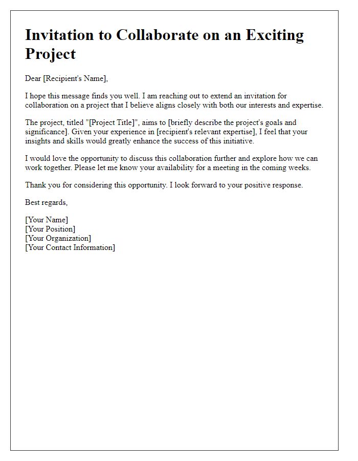 Letter template of invitation to collaborate on a project