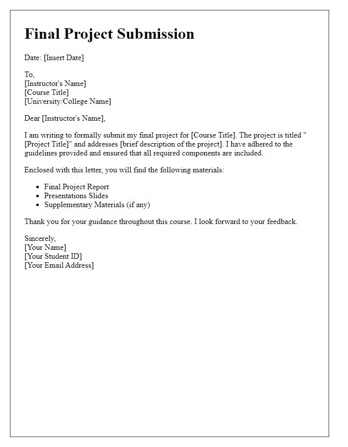 Letter template of final project submission.