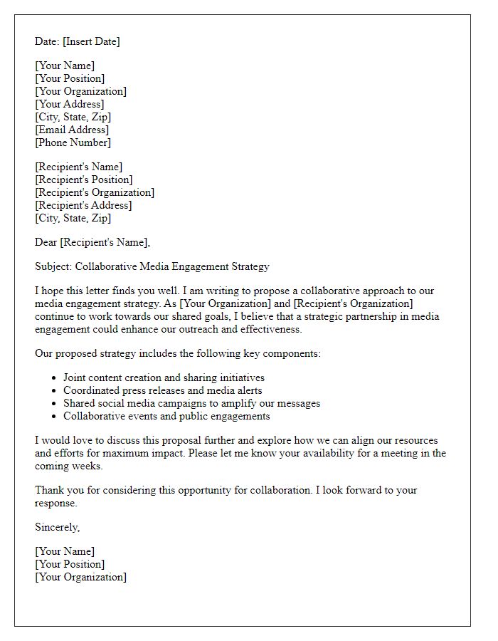 Letter template of collaborative media engagement strategy