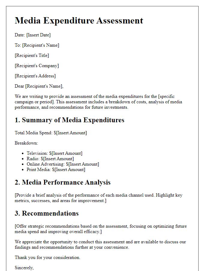 Letter template of media expenditure assessment