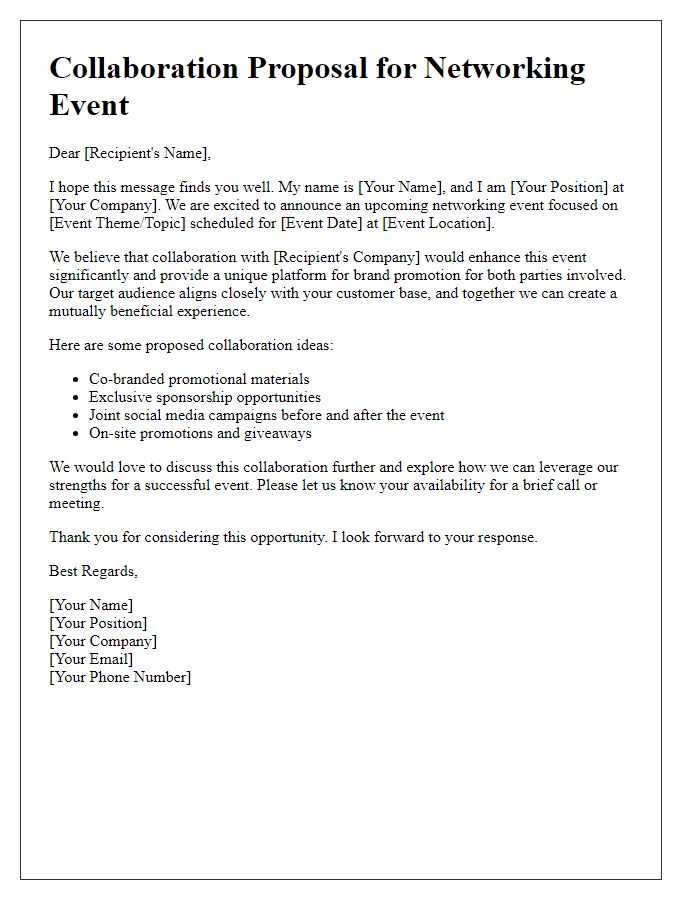 Letter template of networking event collaboration for brand promotion