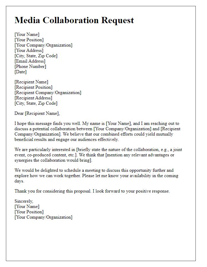 Letter template of media collaboration request