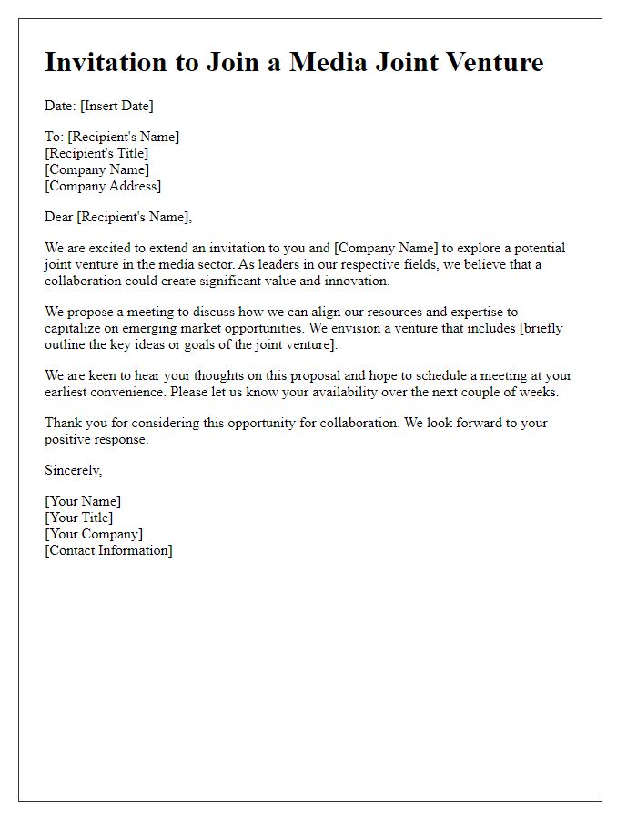 Letter template of media joint venture invitation