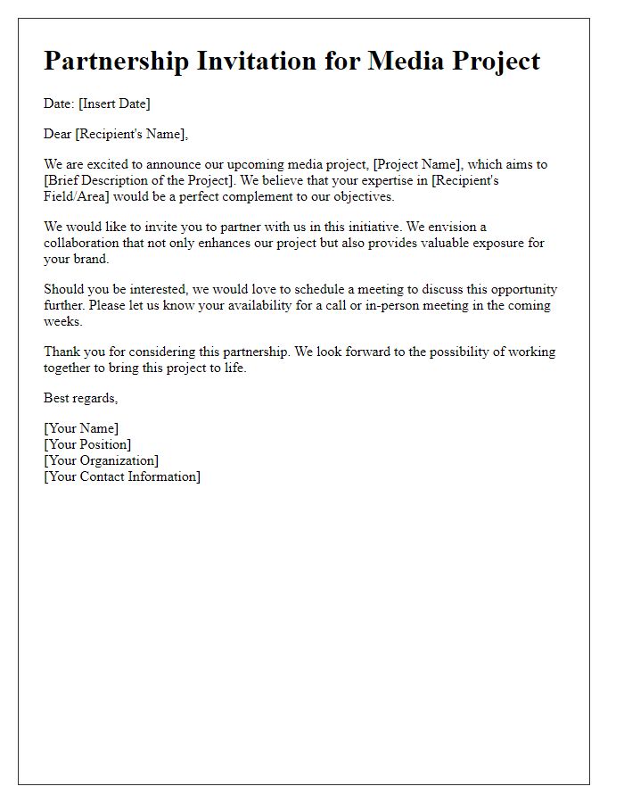 Letter template of media project partnership invitation