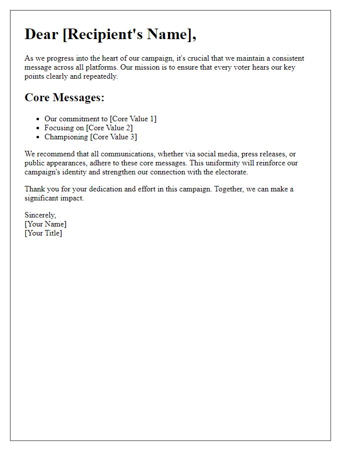 Letter template of campaign message consistency