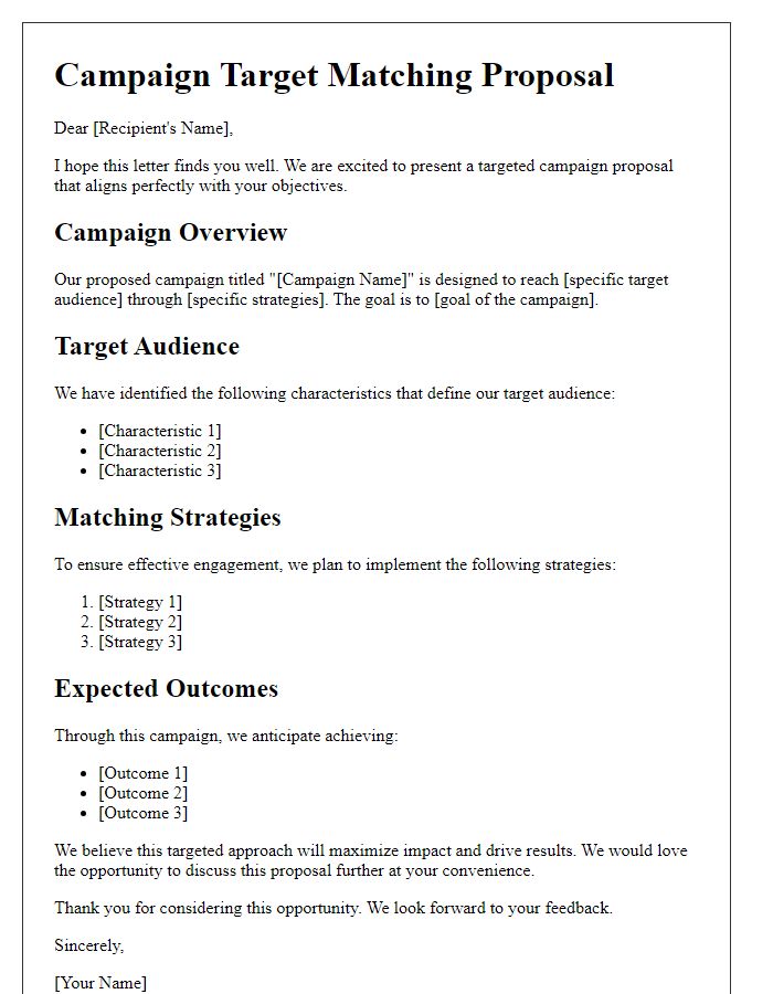 Letter template of campaign target matching