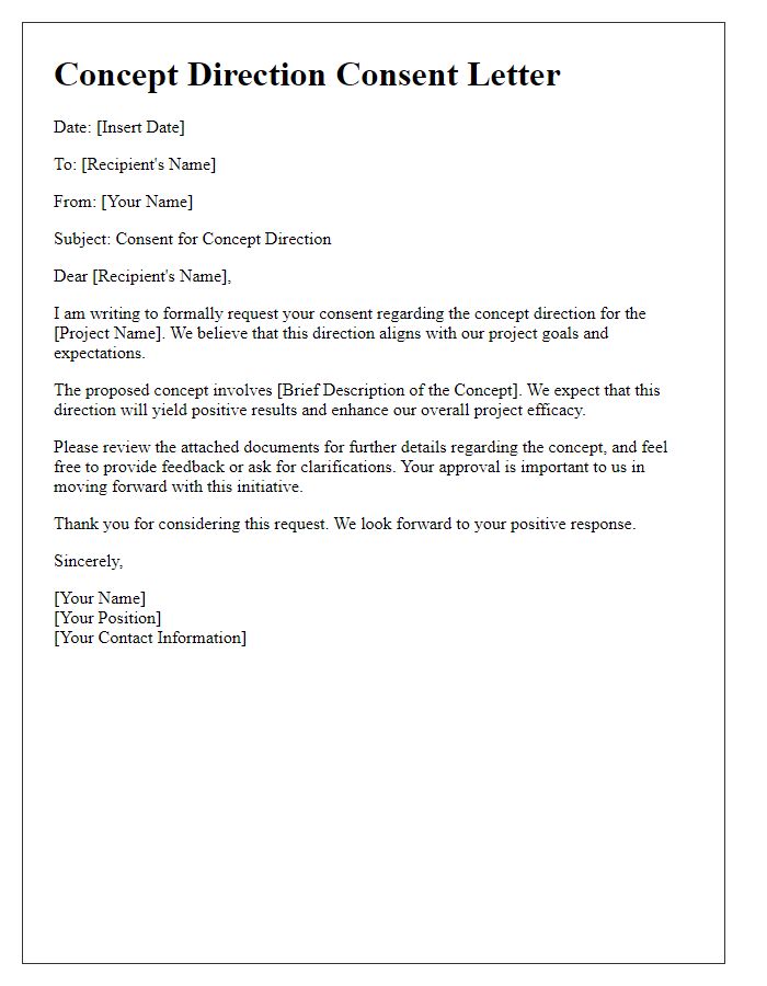 Letter template of concept direction consent