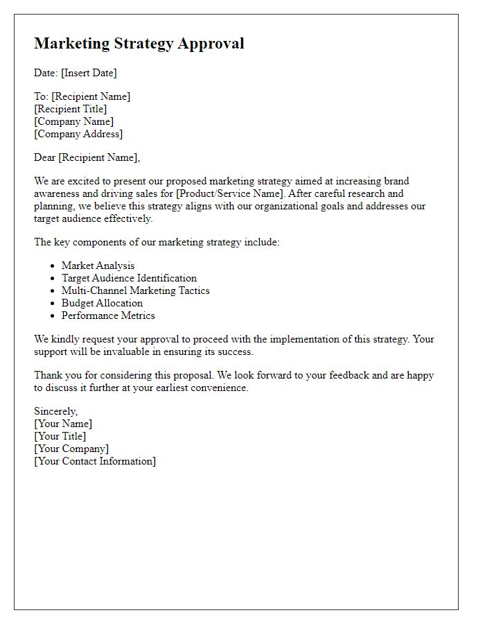 Letter template of marketing strategy approval