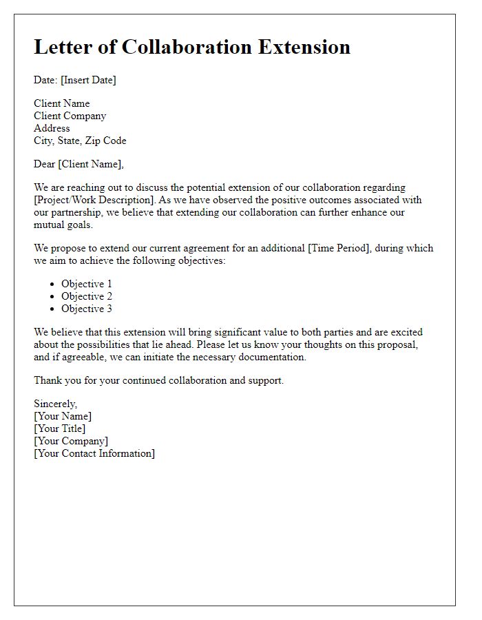 Letter template of agency-client collaboration extension