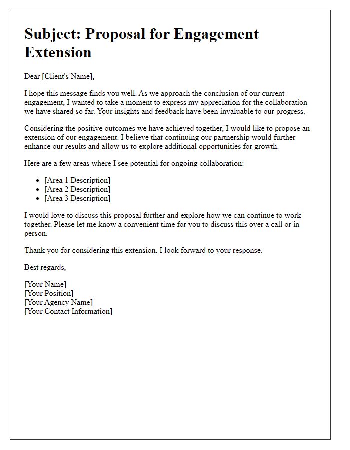 Letter template of agency-client engagement extension suggestion