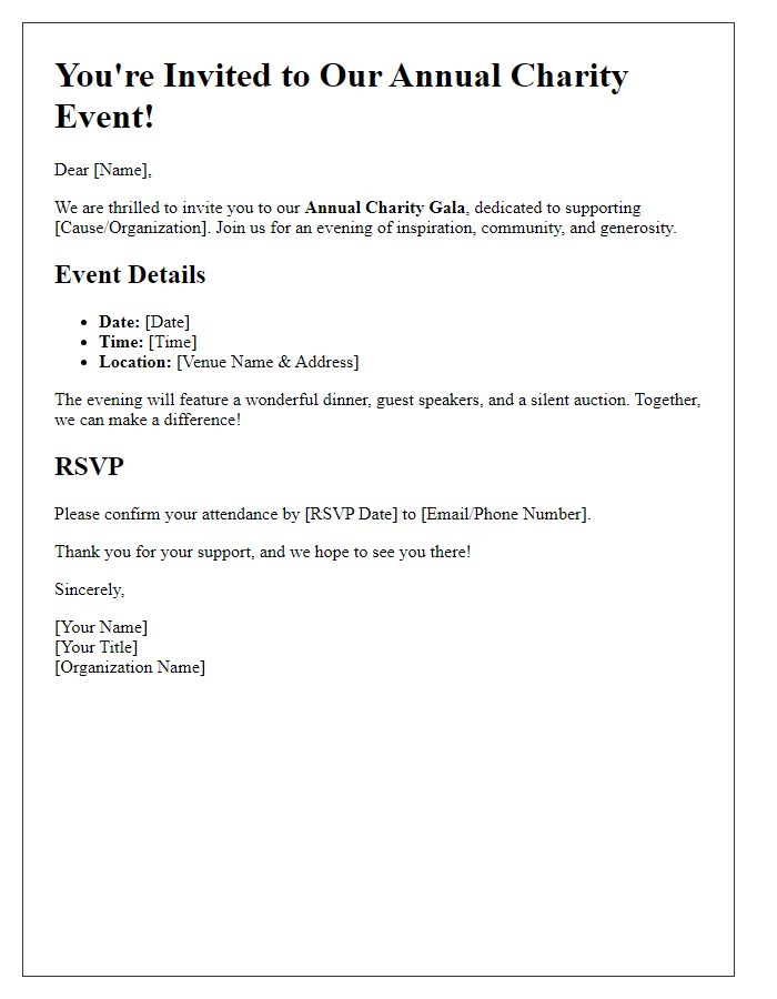 Letter template of charity event invitation