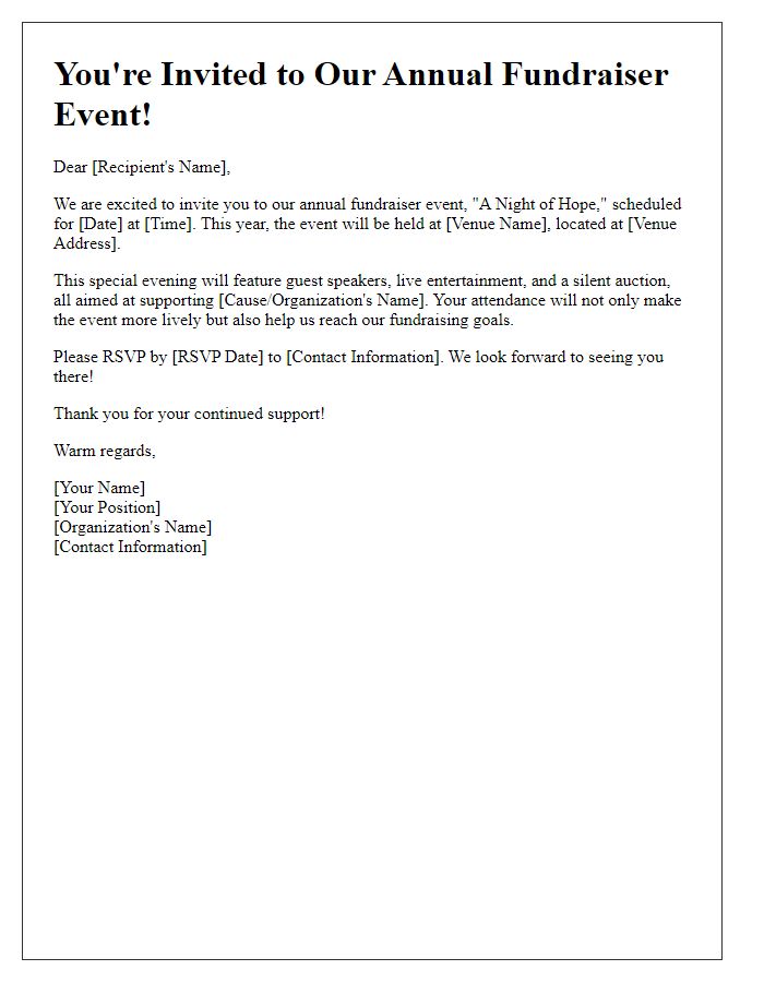 Letter template of fundraiser event invitation