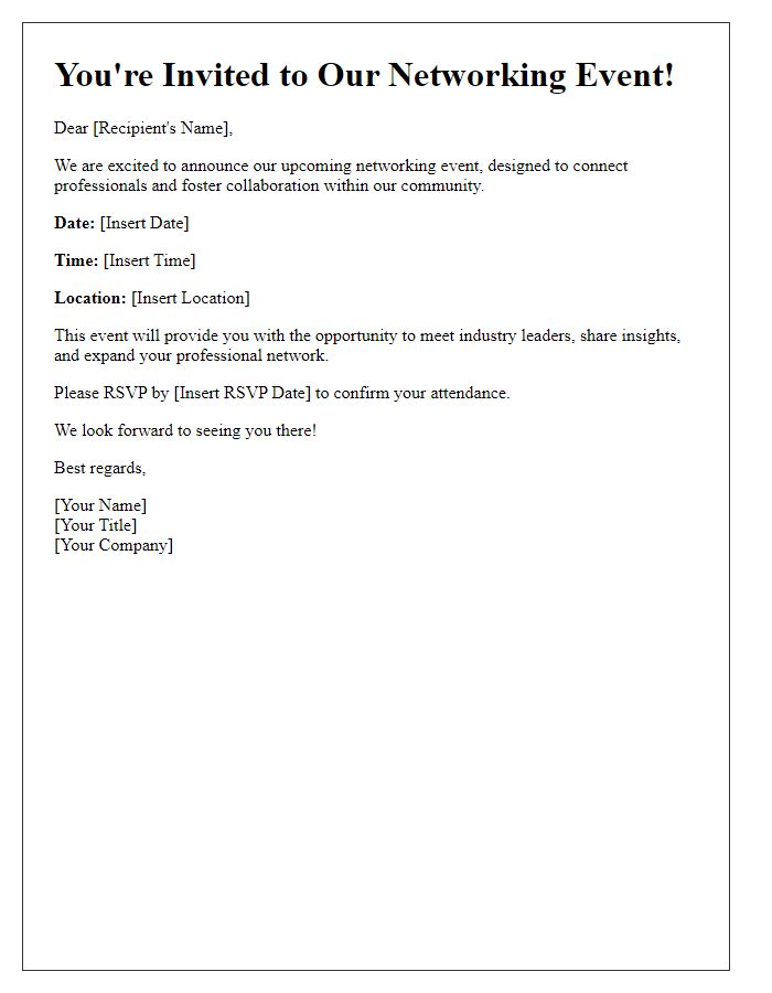 Letter template of networking event announcement