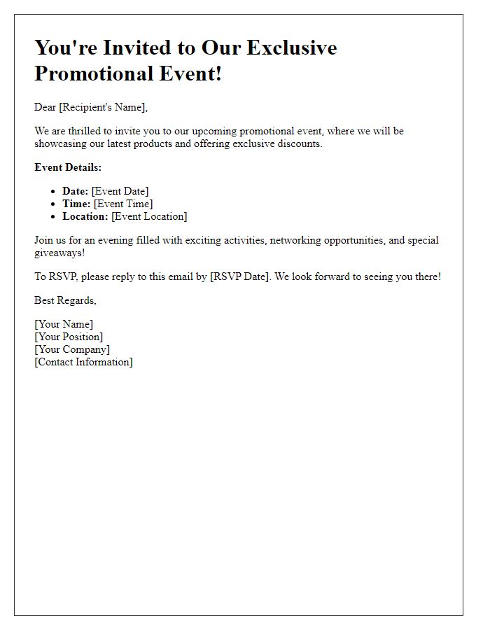 Letter template of promotional event invitation