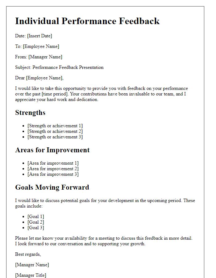 Letter template of individual performance feedback presentation