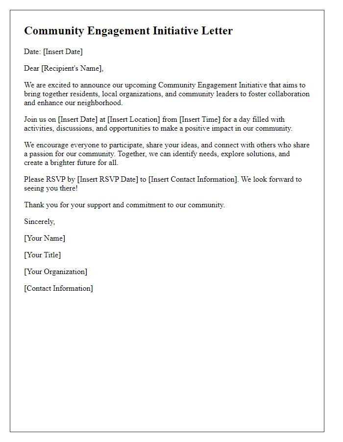 Letter template of community engagement initiative