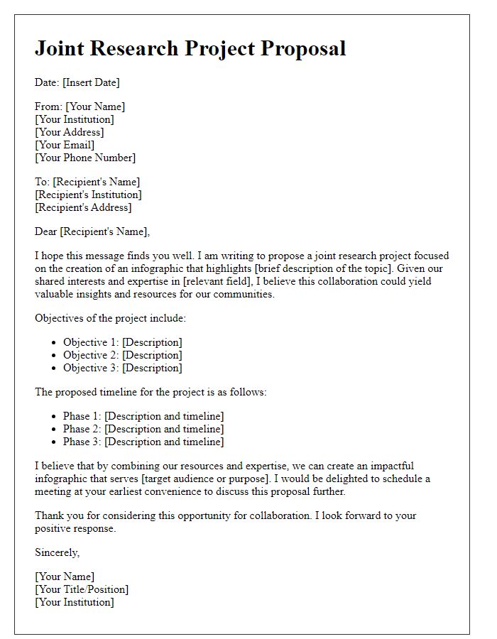 Letter template of joint research project for infographic creation