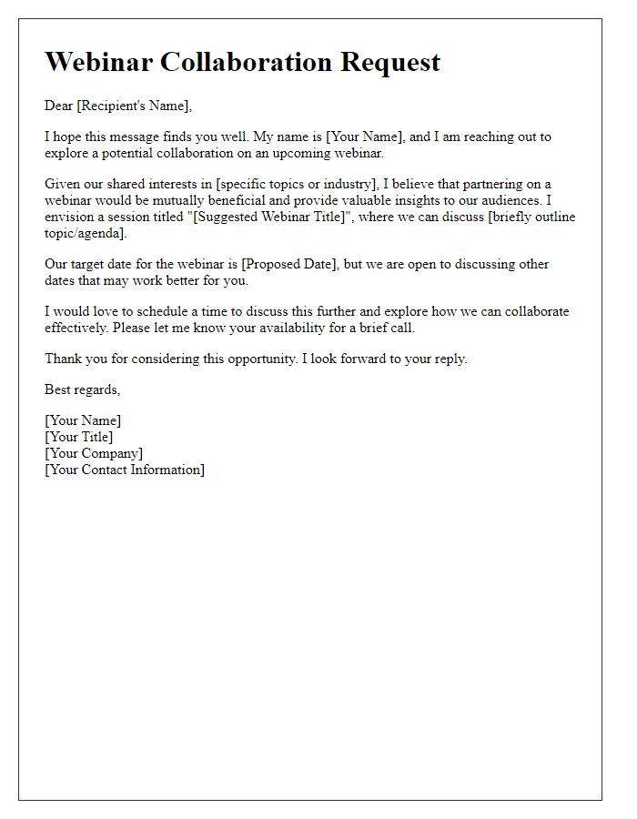 Letter template of shared webinar collaboration request