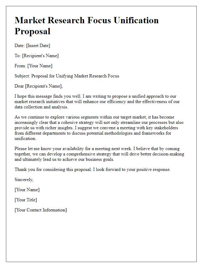 Letter template of market research focus unification