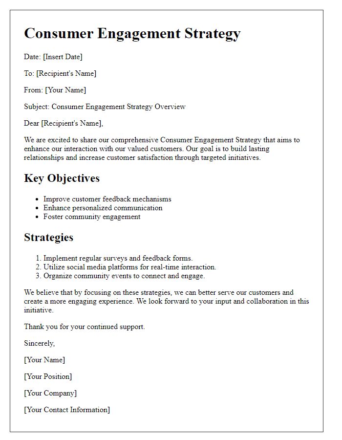 Letter template of consumer engagement strategy.