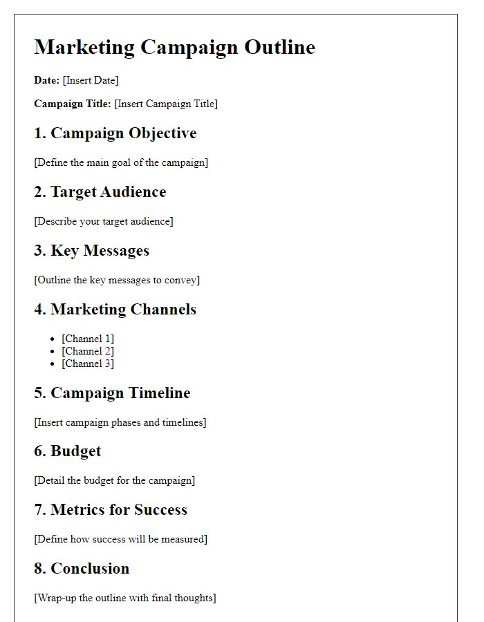 Letter template of marketing campaign outline