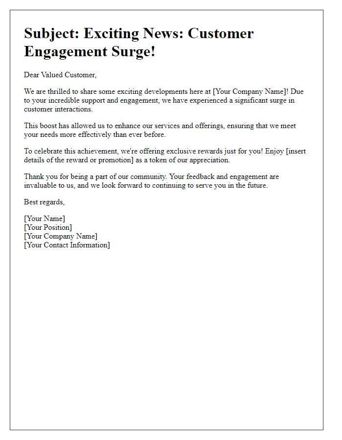 Letter template of customer engagement surge