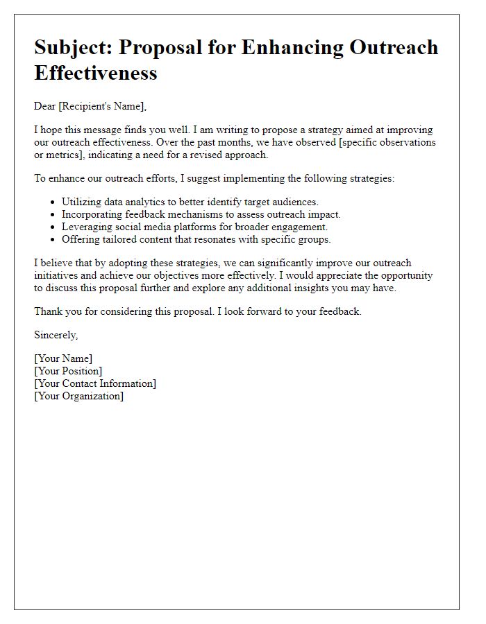 Letter template of outreach effectiveness improvement