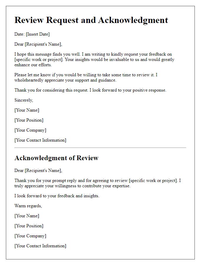 Letter template of review request and acknowledgment