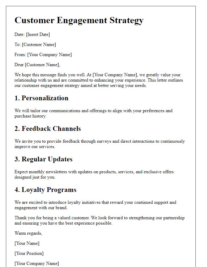 Letter template of customer engagement strategy