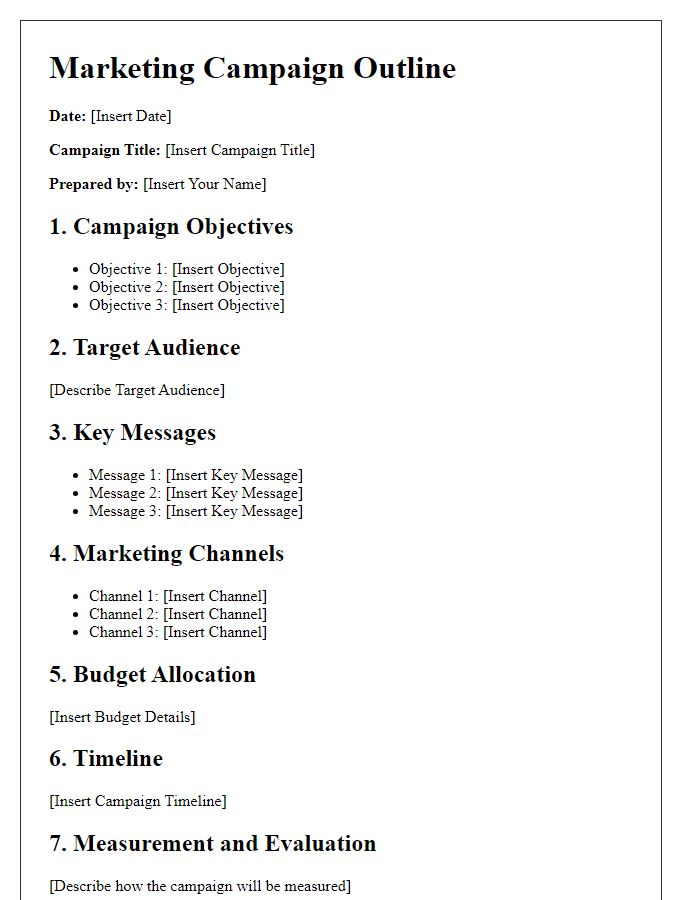 Letter template of detailed marketing campaign outline