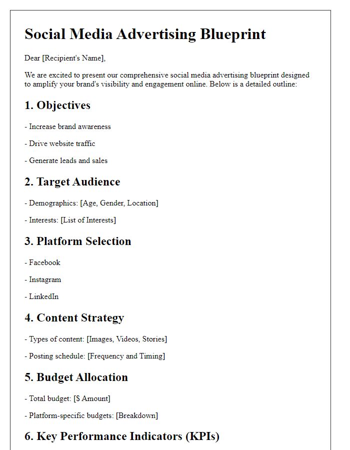 Letter template of social media advertising blueprint