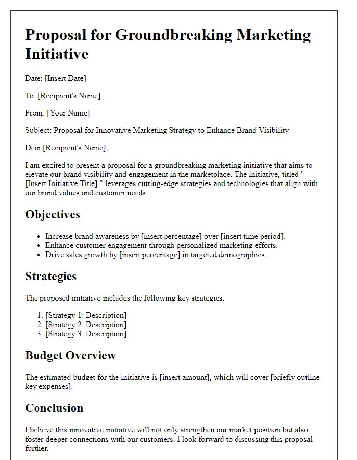 Letter template of a groundbreaking marketing initiative proposal