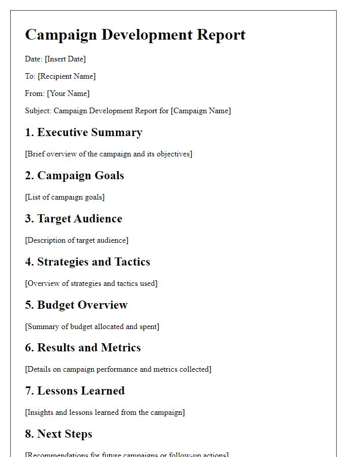 Letter template of campaign development report