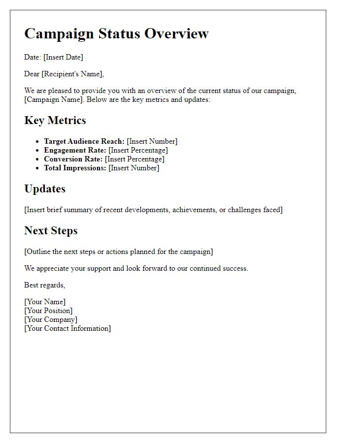 Letter template of campaign status overview