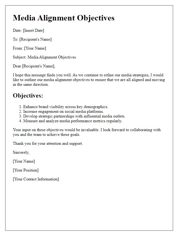 Letter template of media alignment objectives