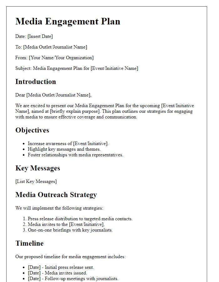 Letter template of media engagement plan