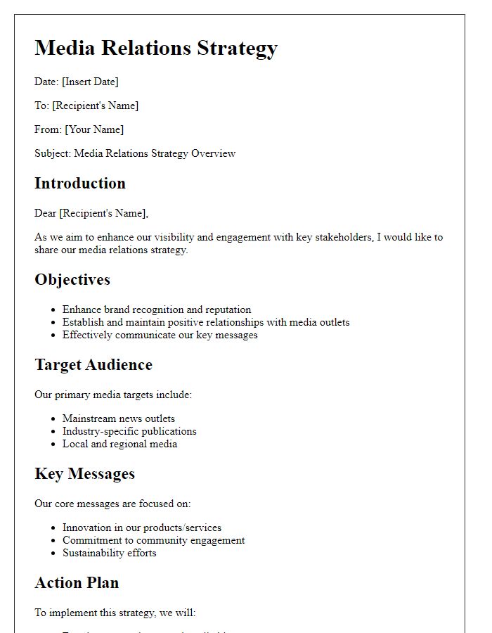 Letter template of media relations strategy